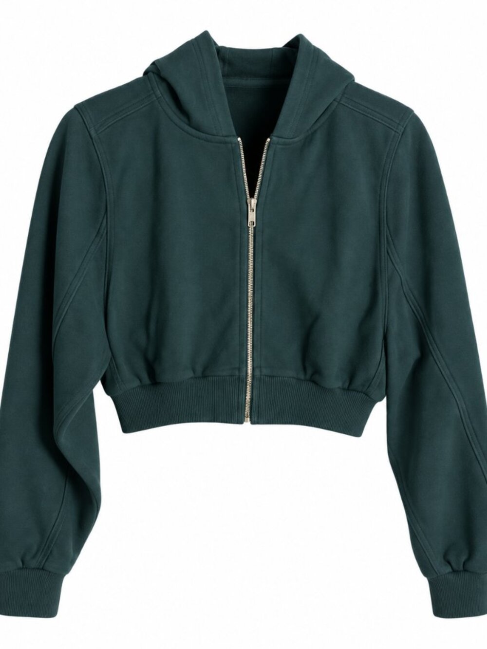 Alo Yoga Forest Green Cropped Zip-Up Hoodie Sweatshirt Size Small